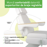 Fotoliu cosmetic electric | LEO PRO 4| Scaun cosmetic cu reglare electrică | Telecomandă manuală | 3 ani garanție!