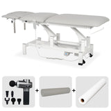 Masă de masaj electrică Fortis 5 Ergo + + pistol de masaj Pro Therapy Max + rolă cilindrică plină 15 × 60 cm + cearșaf din material nețesut, la rolă