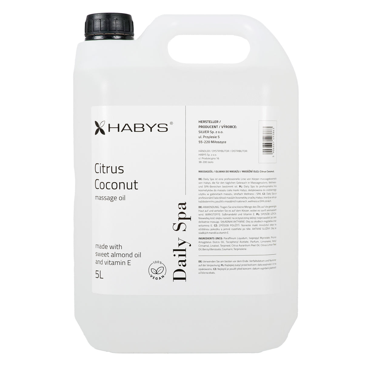 Ulei de masaj Habys | Daily Spa Citrus Coconut | 500 ml, 1l, 5l