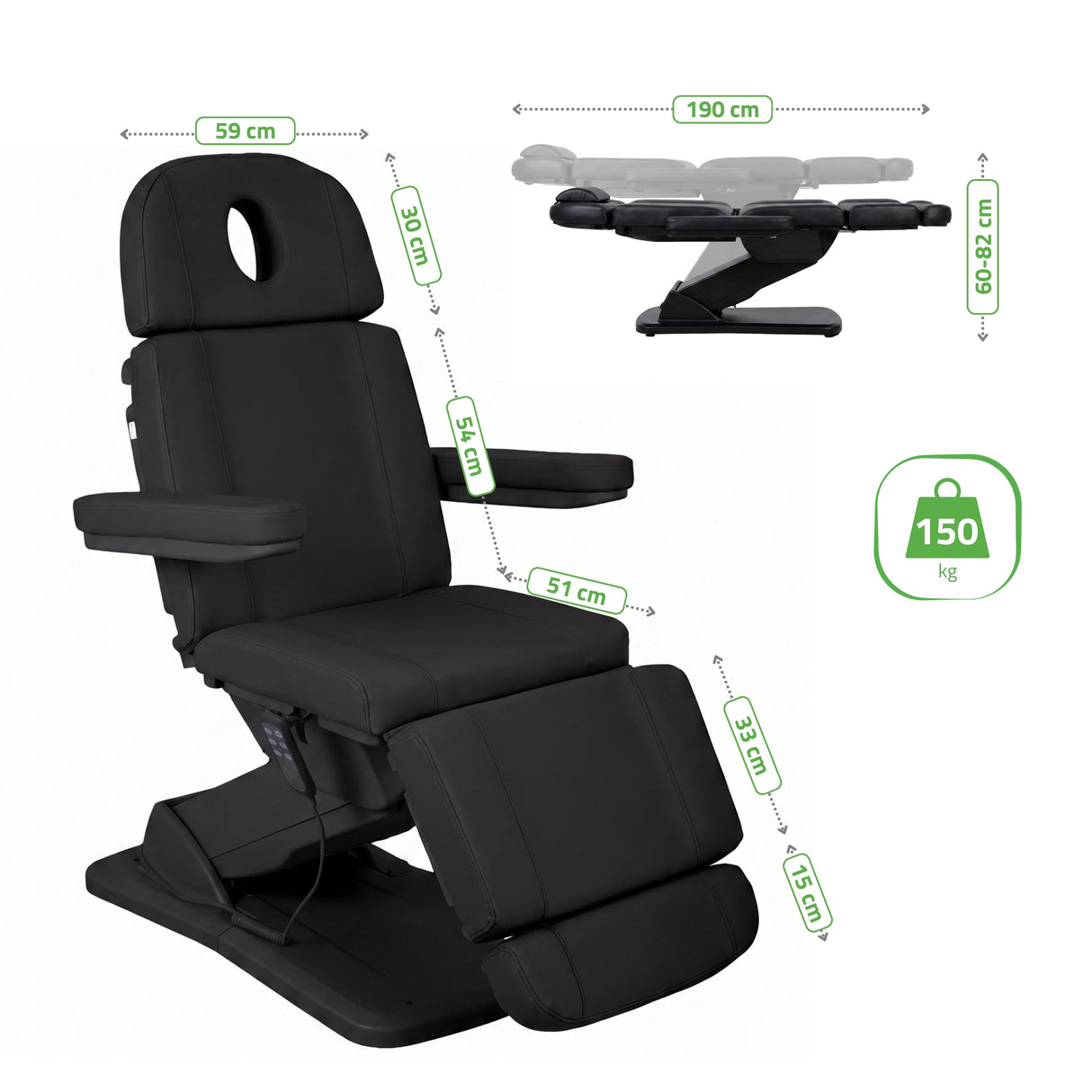 Fotoliu cosmetic electric TAVIA | Telecomandă manuală | 3 motoare | 3 ani garanție!