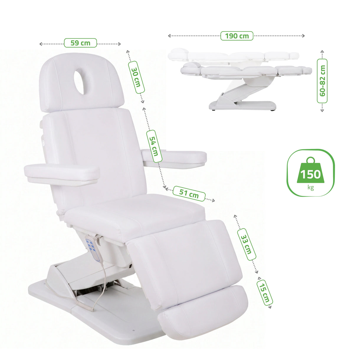 Fotoliu cosmetic electric TAVIA | Telecomandă manuală | 3 motoare | 3 ani garanție!