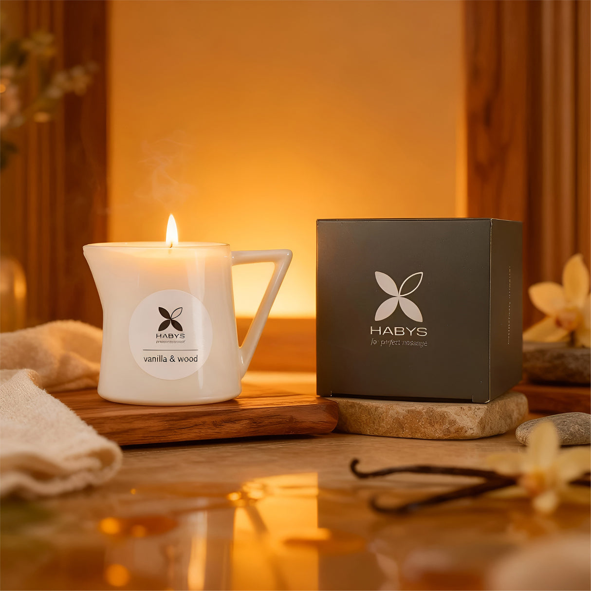 Lumânare de masaj 110 ml |  Vanilie & Lemn