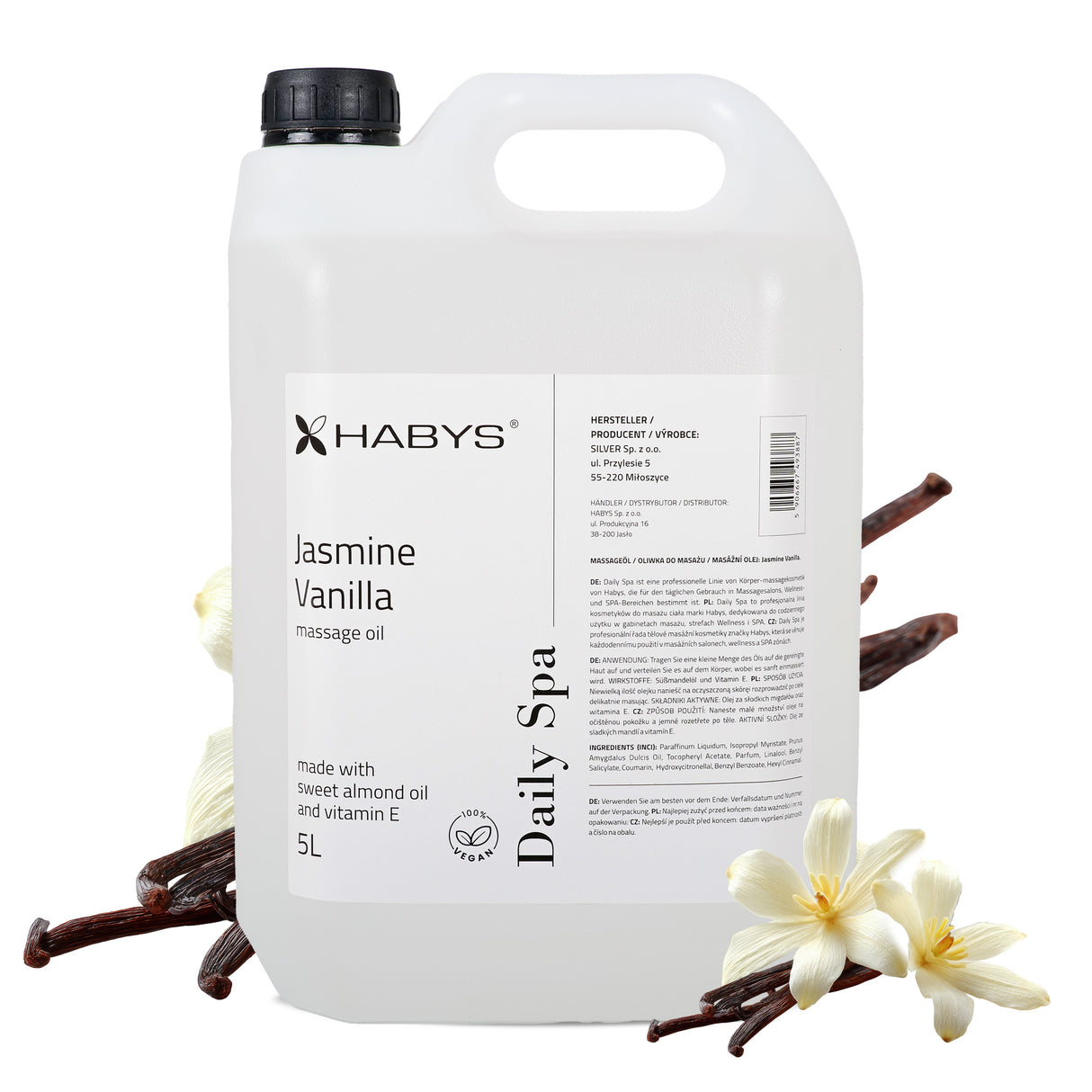 Ulei de masaj Habys | Daily Spa Iasomie & Vanilie | 500 ml, 1l, 5l