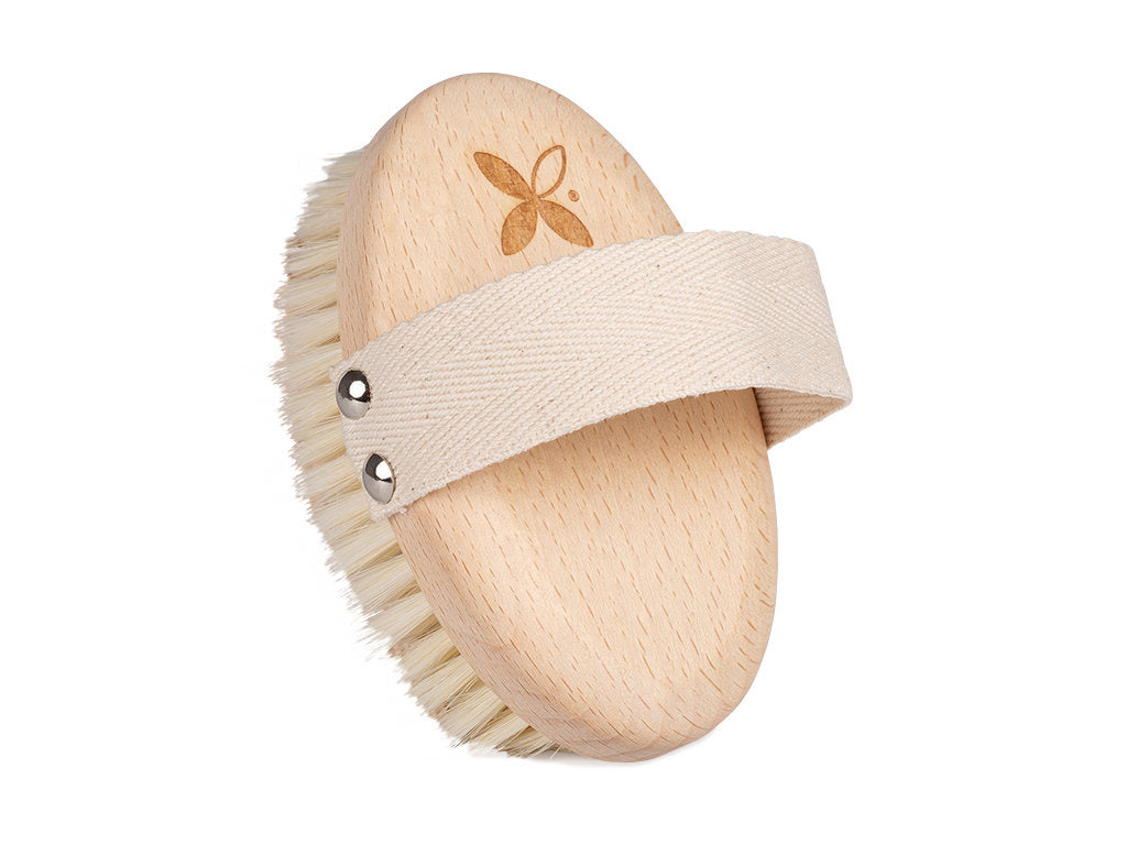 Perie pentru masaj uscat, cu peri de porc albi, moi