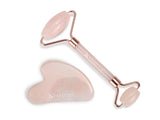 Set de masaj Gua Sha | Rolă din piatră cuarț roz