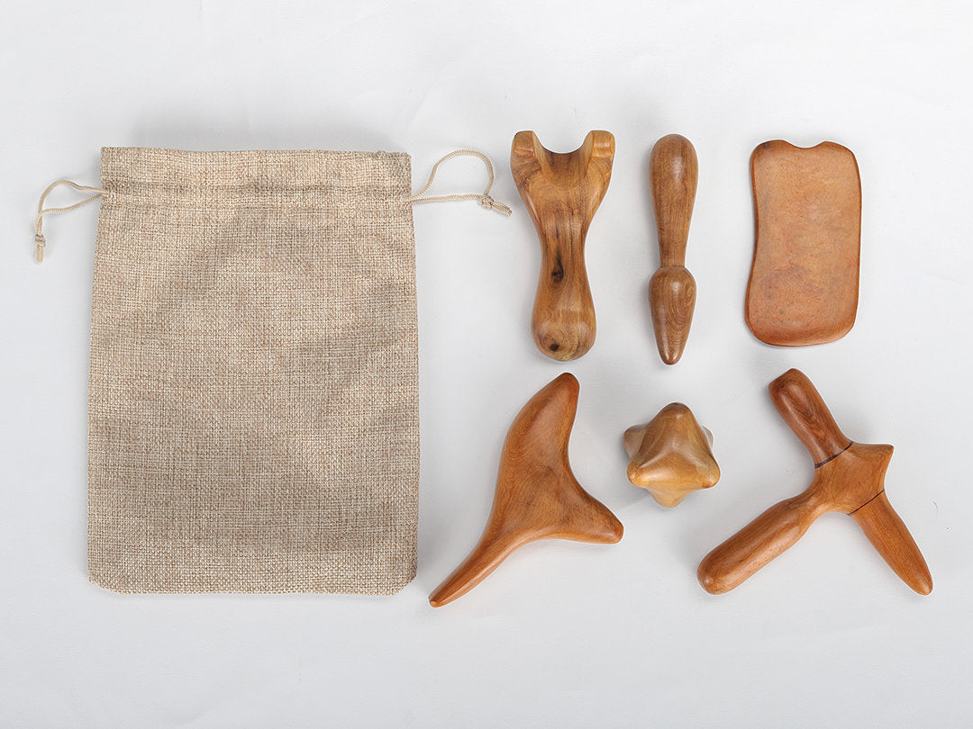 Set de instrumente din lemn pentru masaj | 6 piese