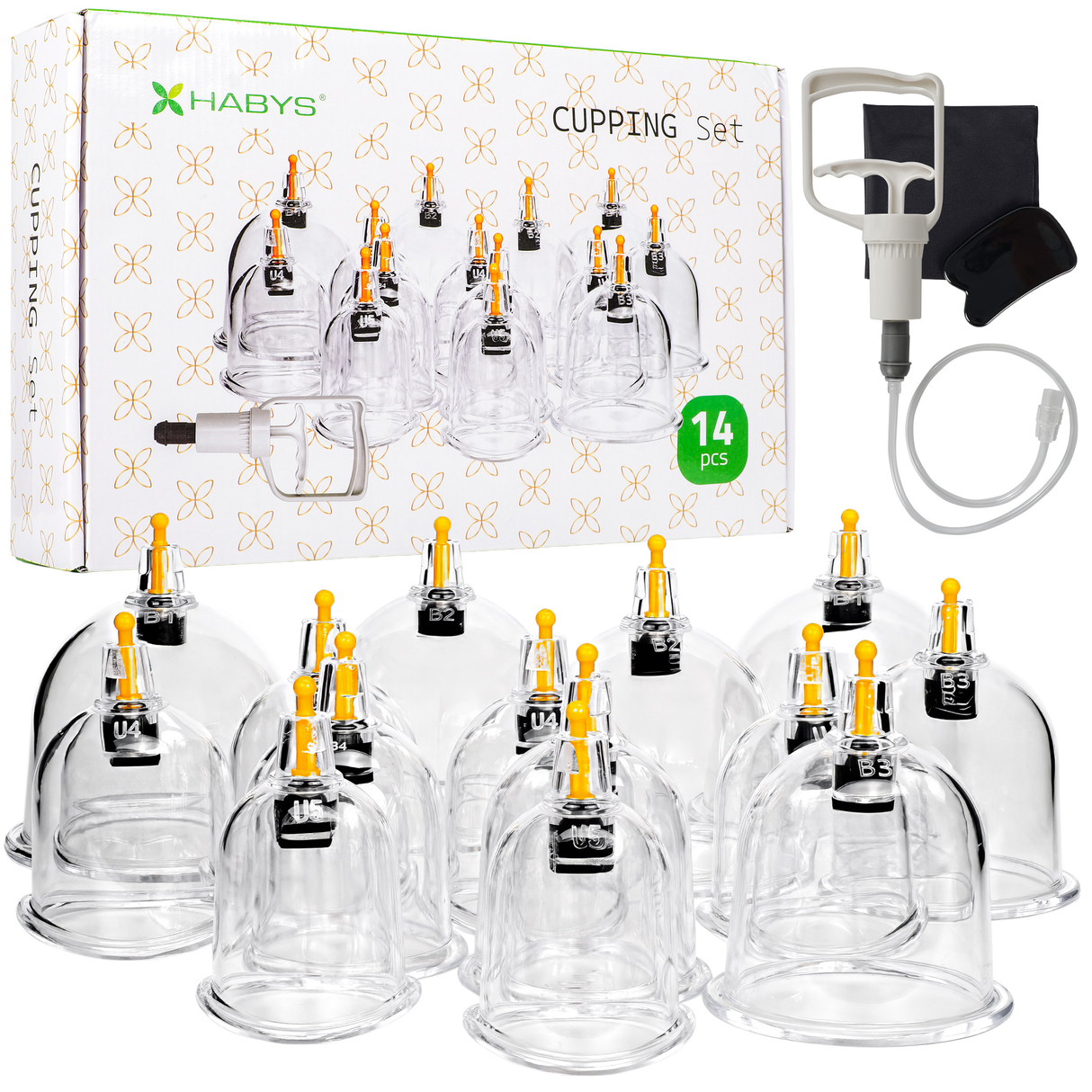 Ventuze din plastic cu vid | fără flacară cu pompă | set 14 buc sau 24 buc | HABYS