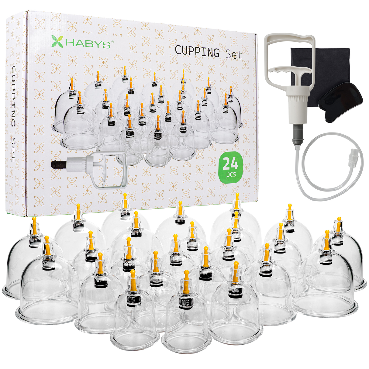 Ventuze din plastic cu vid | fără flacară cu pompă | set 14 buc sau 24 buc | HABYS