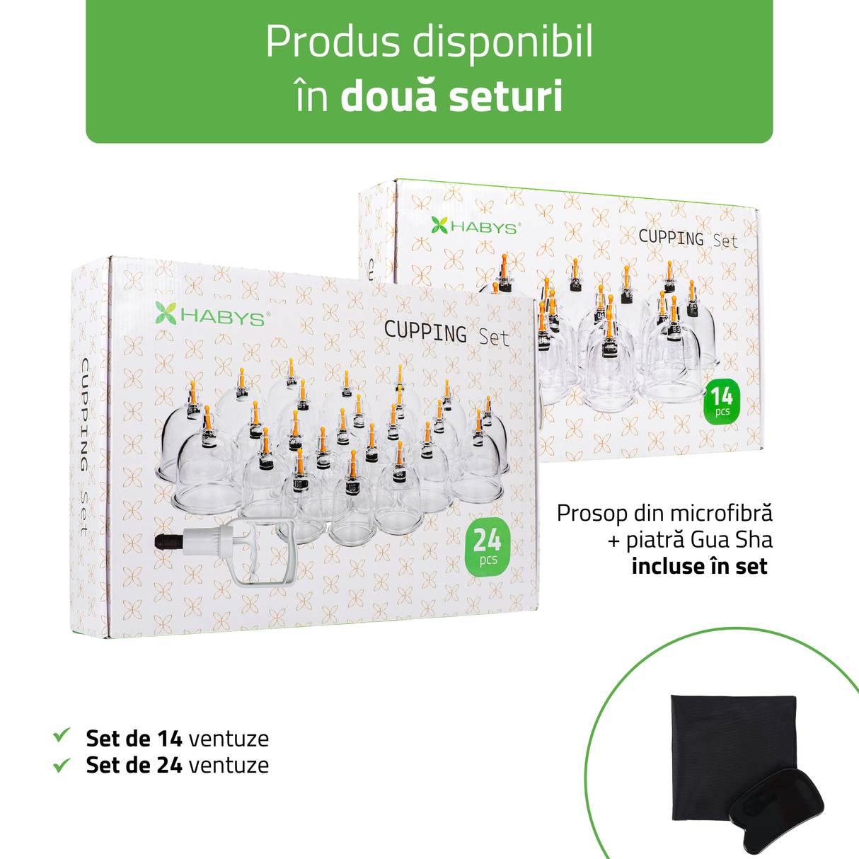 Ventuze din plastic cu vid | fără flacară cu pompă | set 14 buc sau 24 buc | HABYS