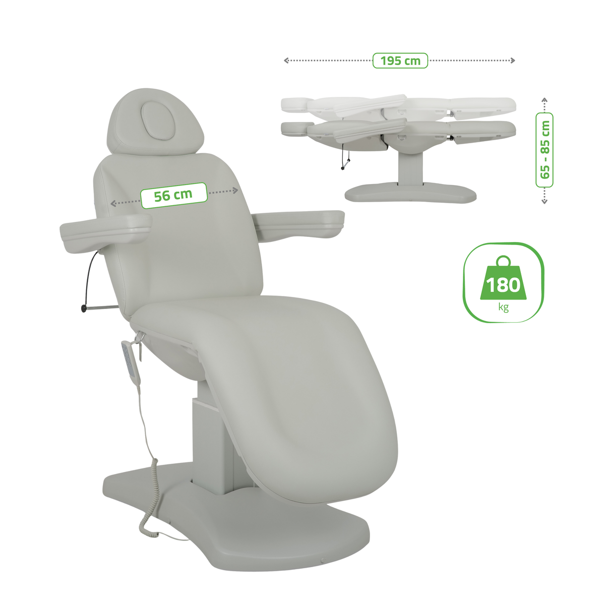 Pat cosmetic electric | Ravia PRO 3 | Fotoliu cosmetic cu reglare electrică | Telecomandă de manuală | 4 motoare electrice