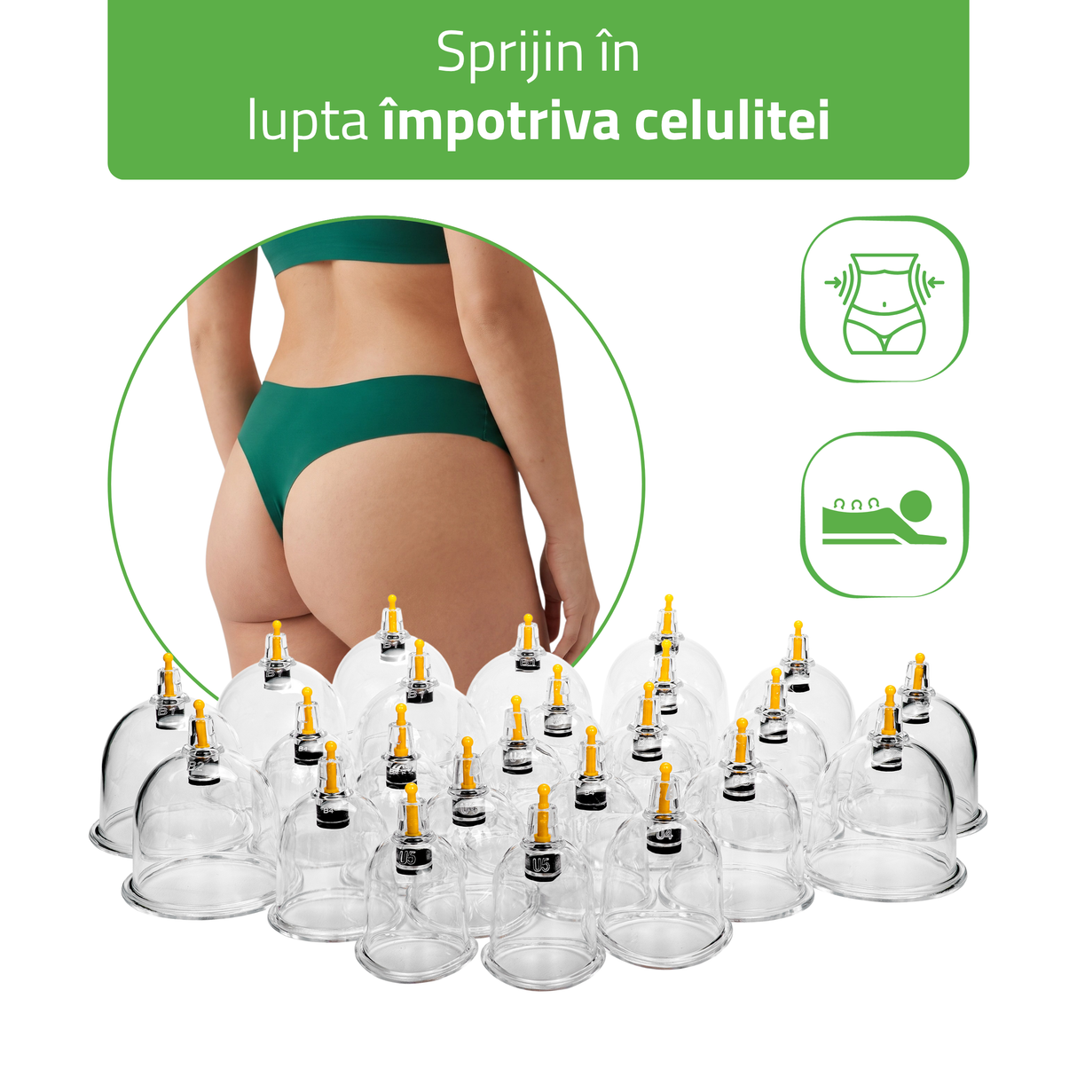 Ventuze din plastic cu vid | fără flacară cu pompă | set 14 buc sau 24 buc | HABYS
