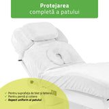 Husă din velur cu elastic și șnururi  | pentru patul cosmetic Eterna |  Alb