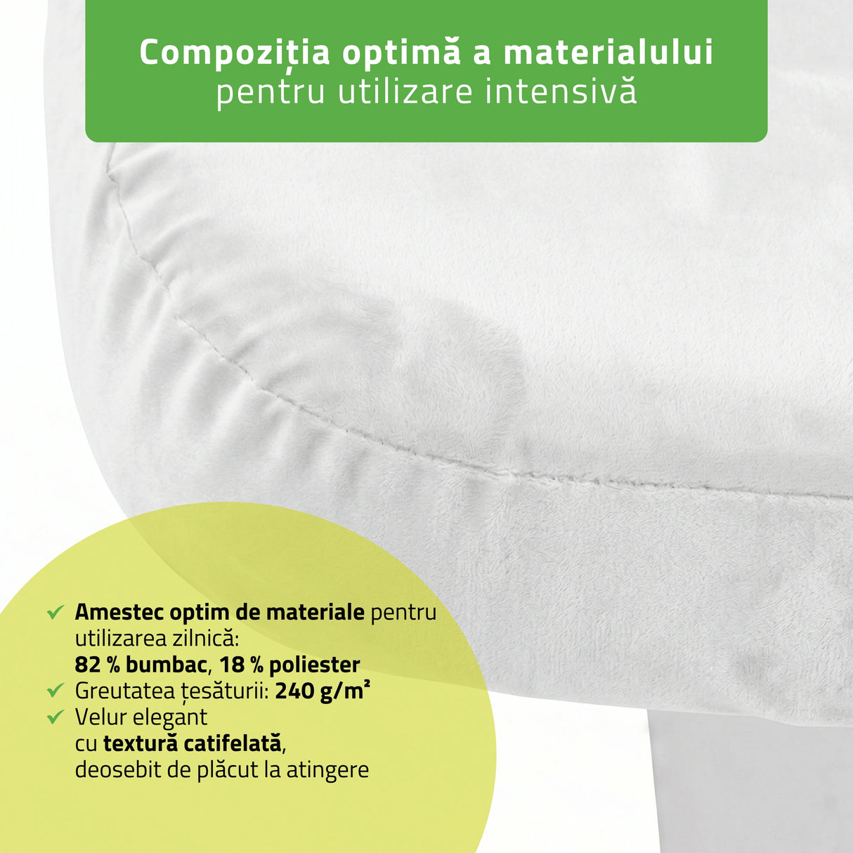 Husă din velur cu elastic și șnururi  | pentru patul cosmetic Eterna |  Alb
