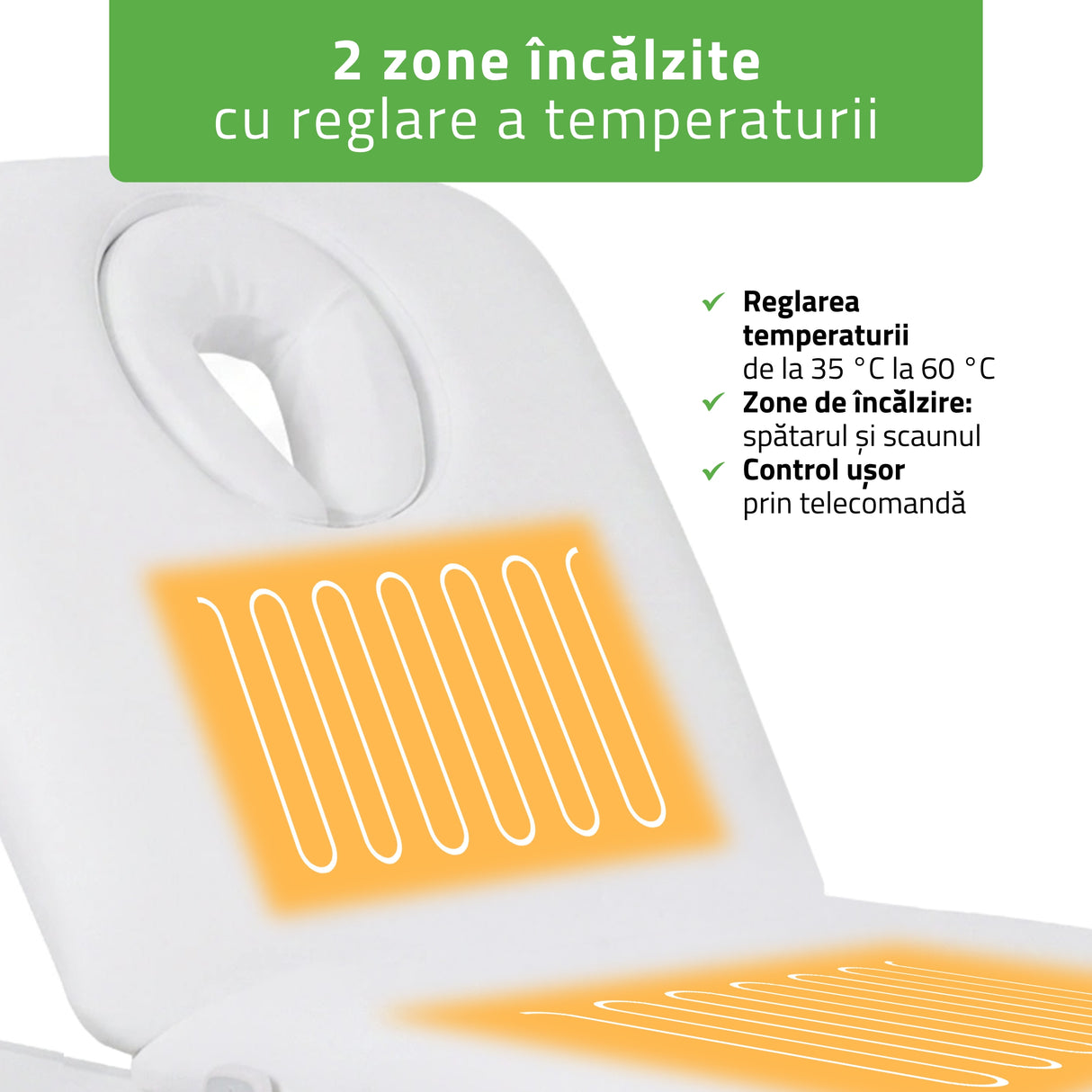 Pat cosmetic electric încălzit pentru masaj și tratamente SPA | 2 motoare | Camilla ERGO 2 | Telecomandă Manuală | 3 ani garanție!