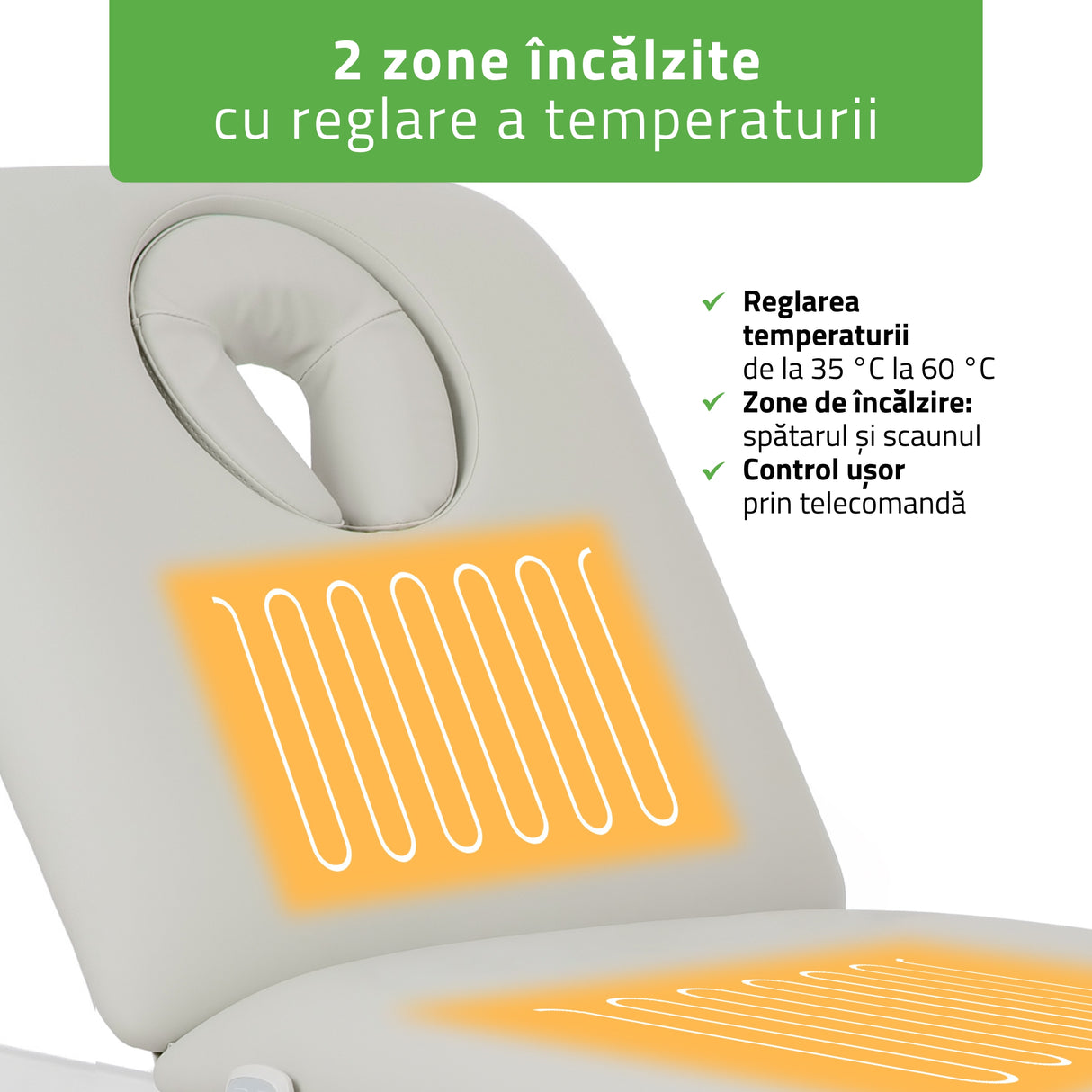 Pat cosmetic electric încălzit pentru masaj și tratamente SPA | 2 motoare | Camilla ERGO 2 | Telecomandă Manuală | 3 ani garanție!