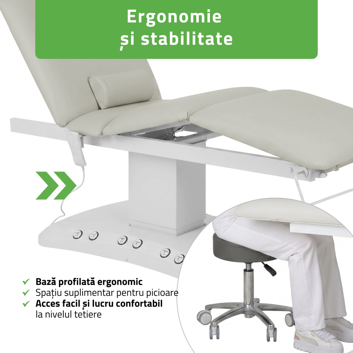Pat cosmetic electric încălzit | Serenity ERGO 4 | Panou Control  | Telecomandă Manuală | 3 motoare | 3 ani garanție!