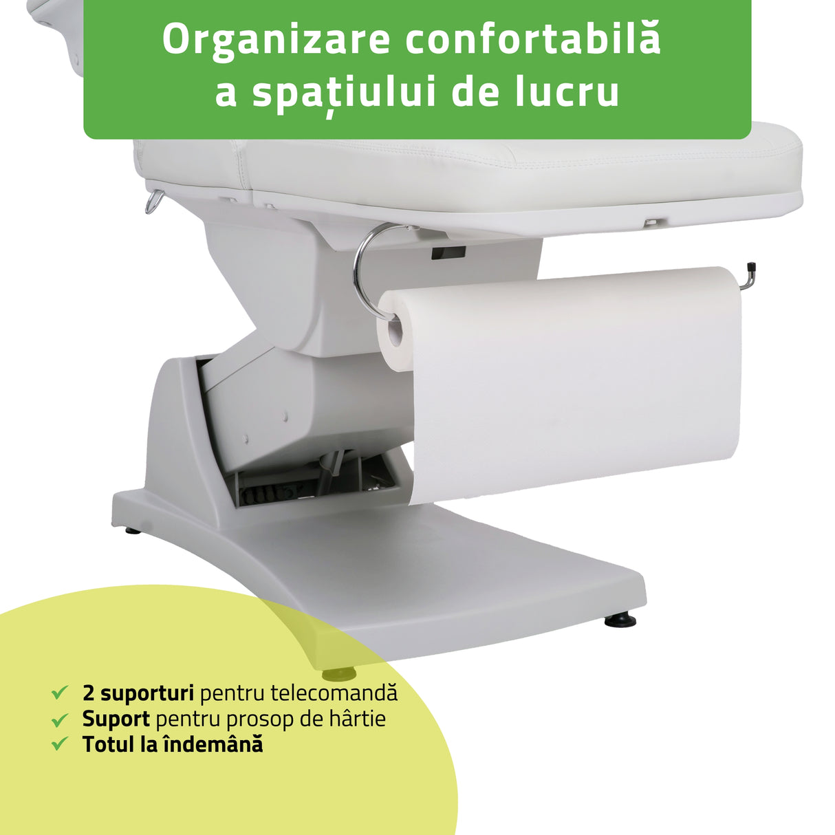 Fotoliu cosmetic electric | Velora PRO 4 | Scaun cosmetic cu reglare electrică | Telecomandă manuală | 4 motoare | 3 ani garanție