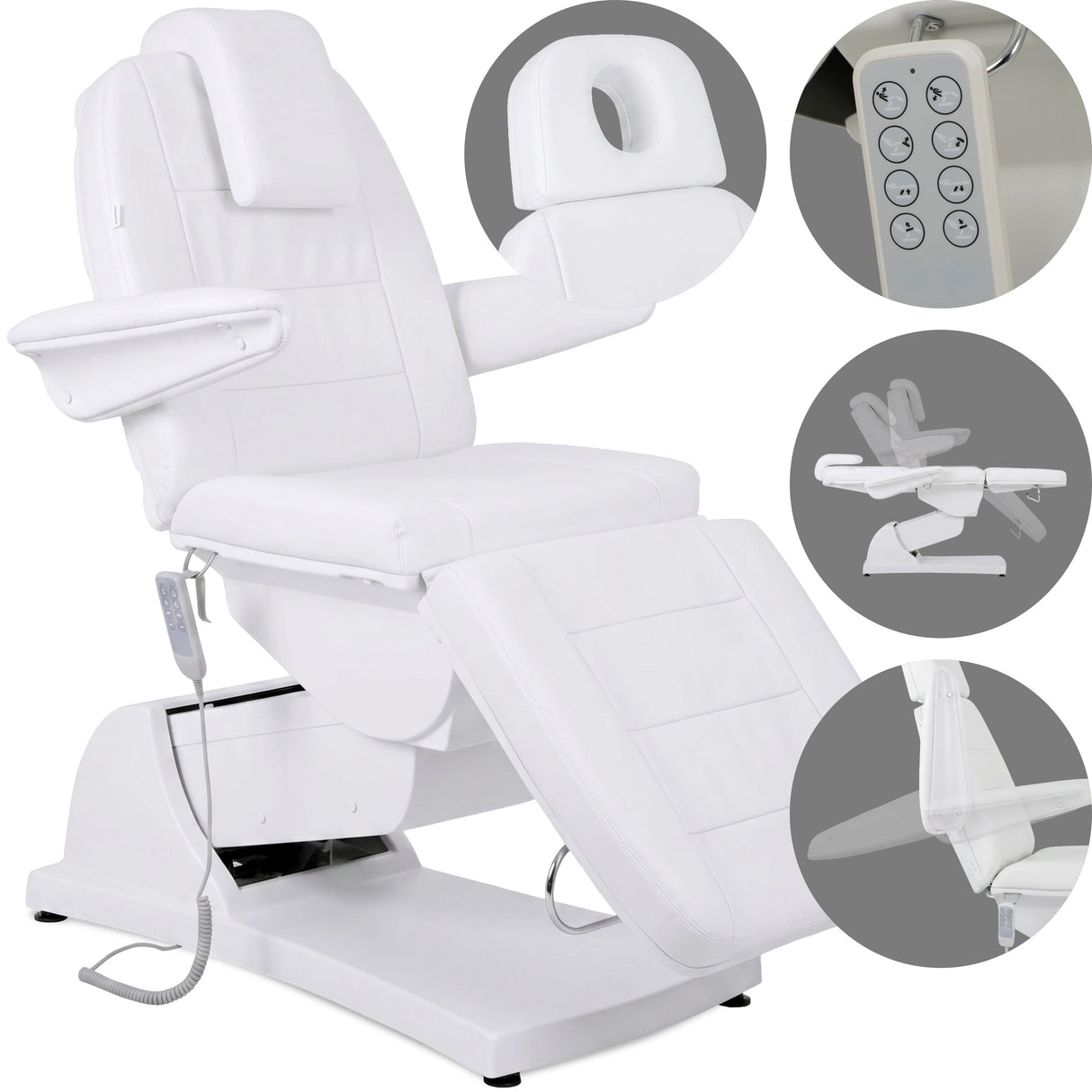 Fotoliu cosmetic electric | Velora PRO 4 | Scaun cosmetic cu reglare electrică | Telecomandă manuală | 4 motoare | 3 ani garanție