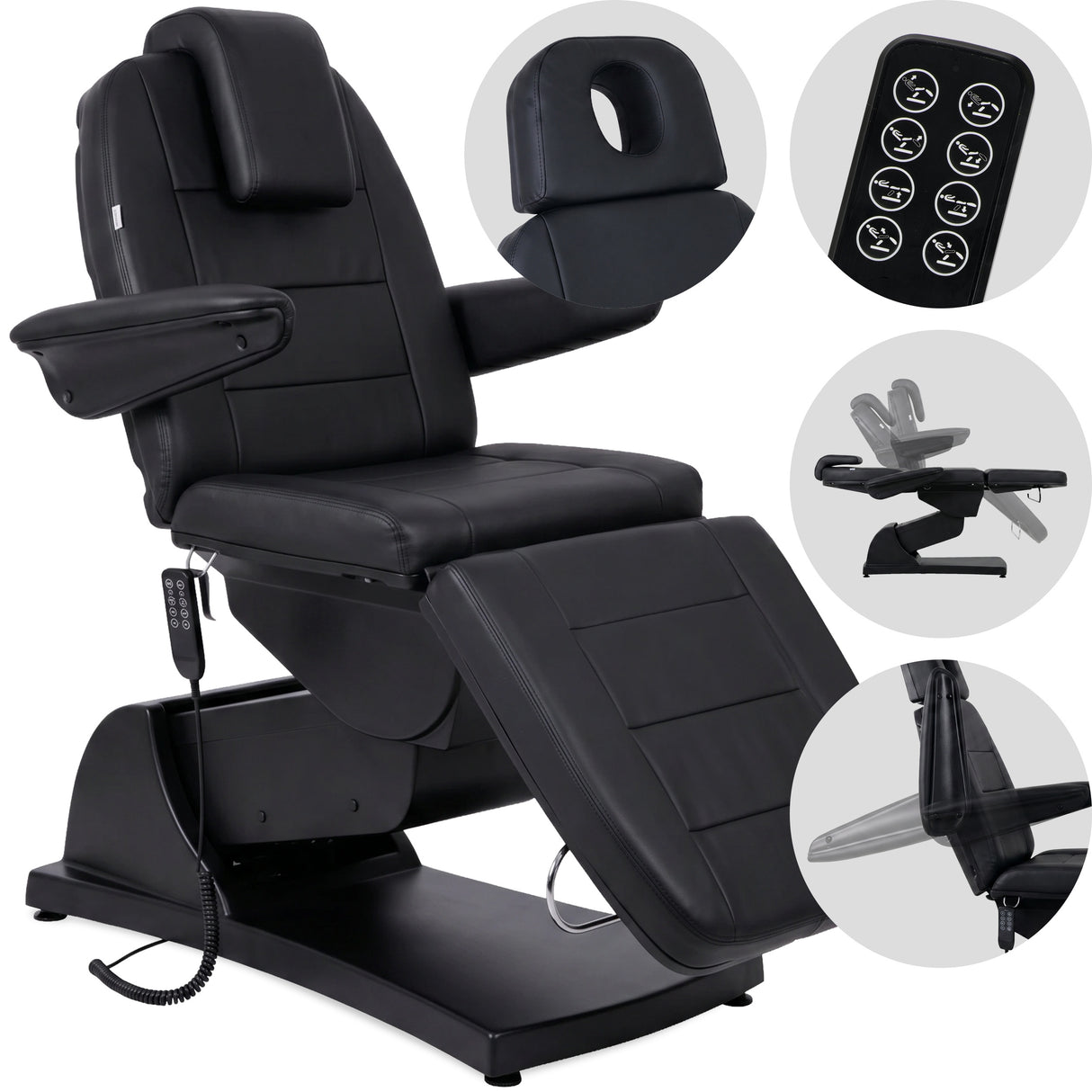 Fotoliu cosmetic electric | Velora PRO 4 | Scaun cosmetic cu reglare electrică | Telecomandă manuală | 4 motoare | 3 ani garanție