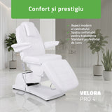 Fotoliu cosmetic electric | Velora PRO 4 | Scaun cosmetic cu reglare electrică | Telecomandă manuală | 4 motoare | 3 ani garanție