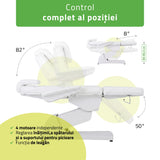 Fotoliu cosmetic electric | Velora PRO 4 | Scaun cosmetic cu reglare electrică | Telecomandă manuală | 4 motoare | 3 ani garanție